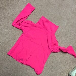 Pink Asymmetrical Long Sleeve Bodysuit